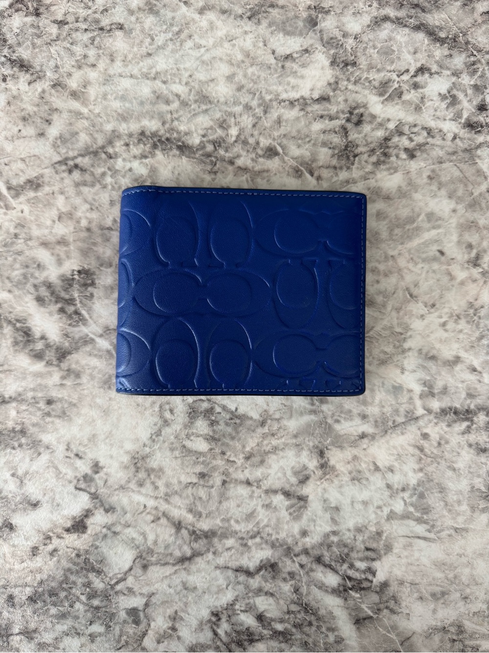 Coach Royal Blue Embossed Leather Bi-Fold Wallet